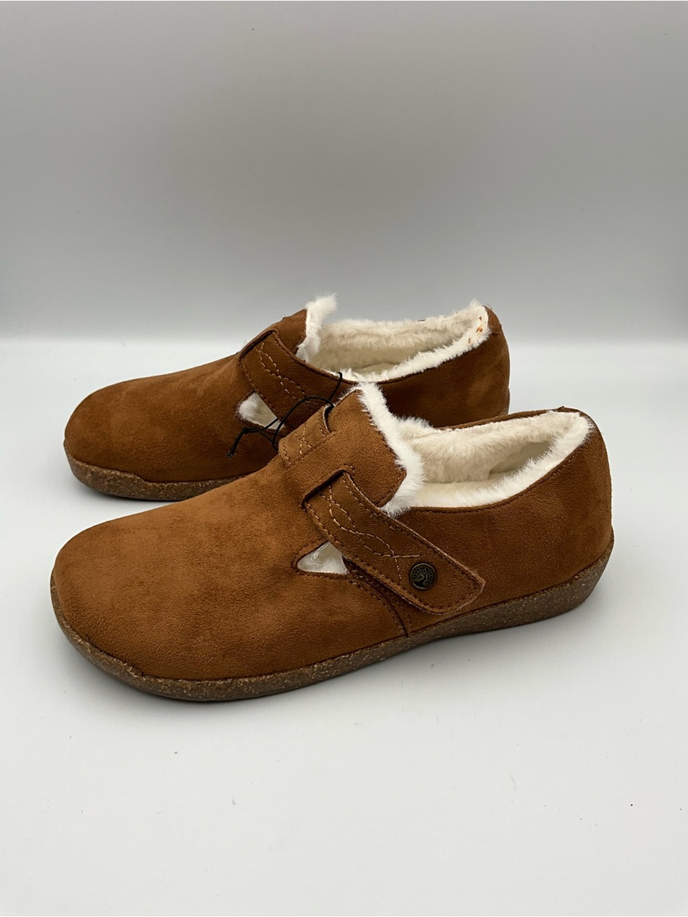 Earth Origins Clogs Size 8 Brown Jordie’s Suede Faux Fur Lined Slip-On’s